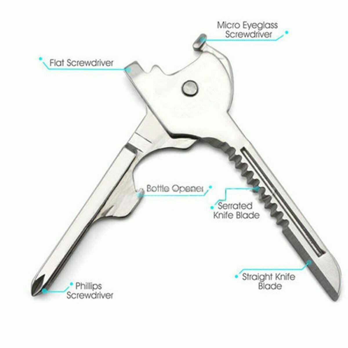6 in1 Keychain Keyring Multi Tool Stainless EDC Screwdriver Opener Camping Tool