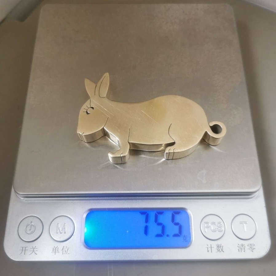 Brass Rabbit Craft Handmade Polished EDC Pocket Toy 6cm Solid copper Sculpture