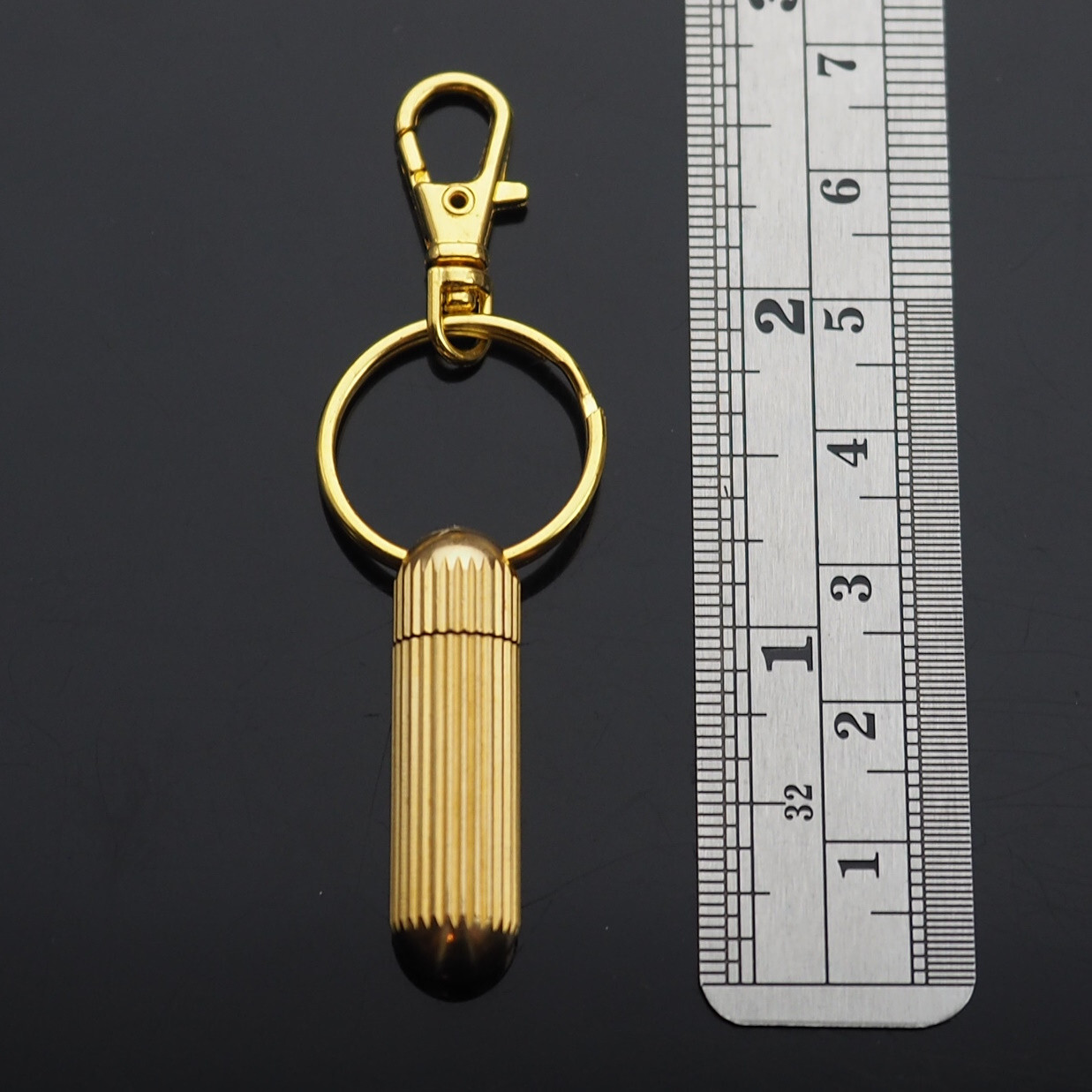 Mini Zipper Pull Brass Capsule Box Cutter Knife Pocket Keychain Key Ring Clip
