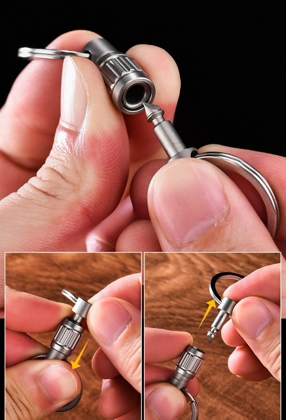 Titanium Alloy Anti-lost Quick Release Hanging Buckle Elastic Keychain Key Ring