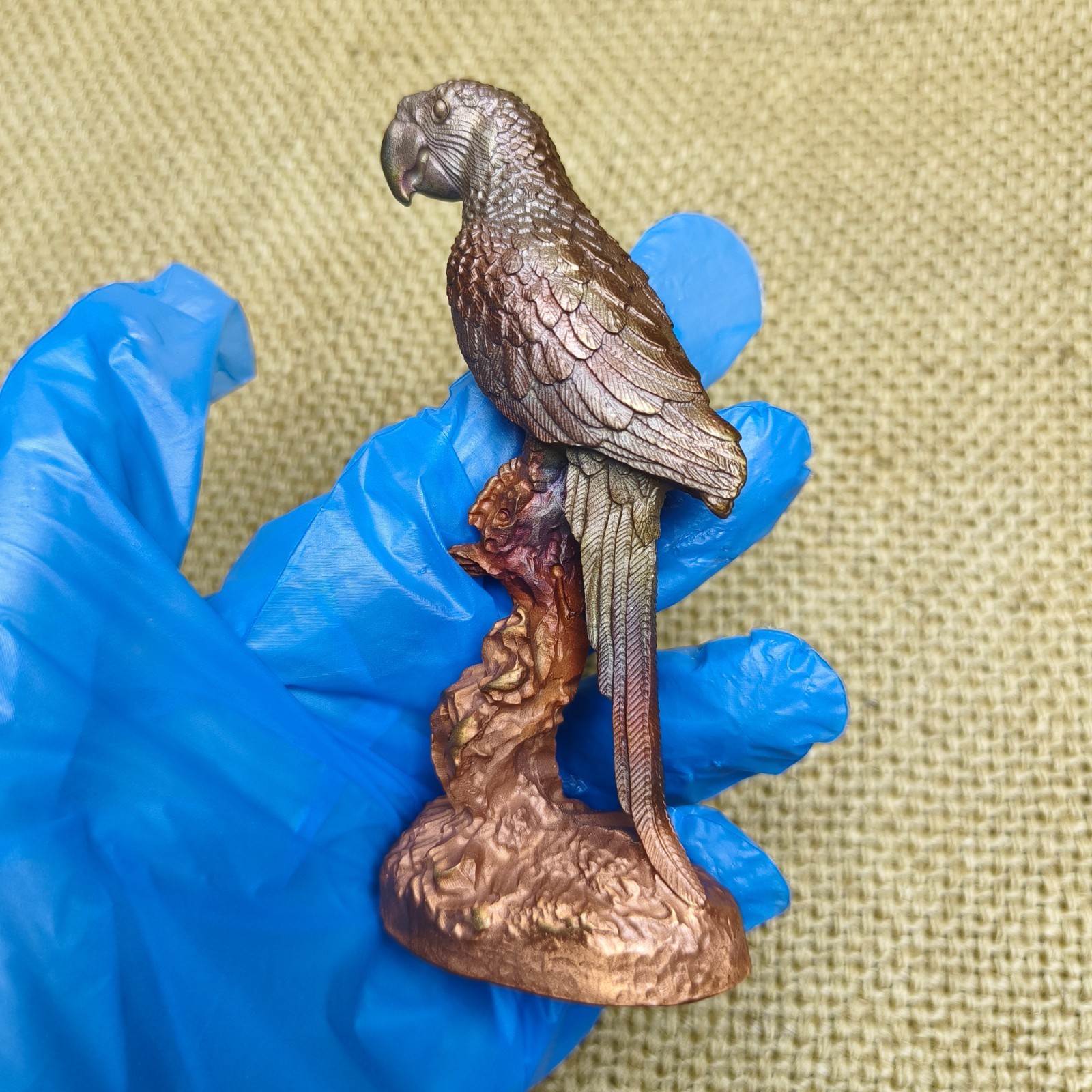 Purple copper bird Parrot handcraft ornament Solid Artistic statue sculpture