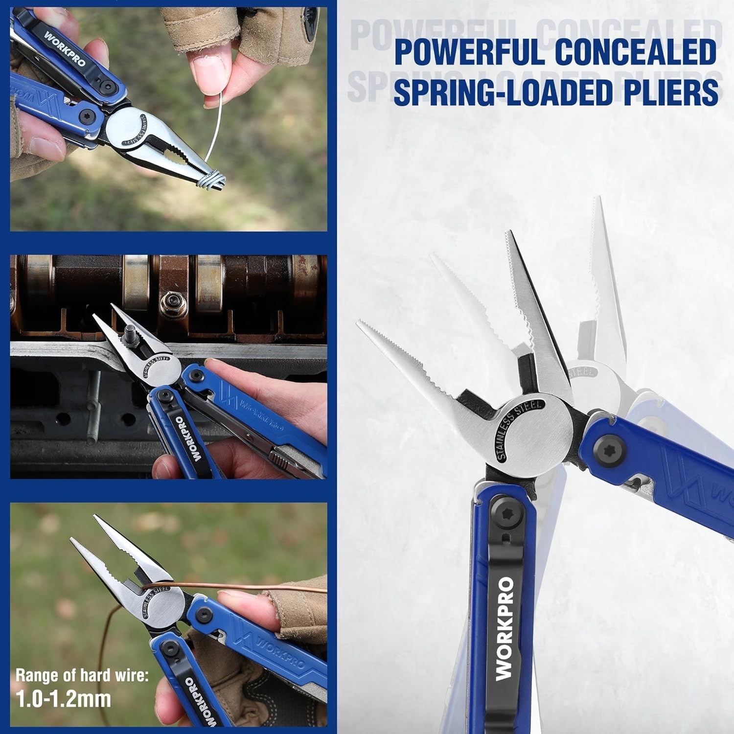 WORKPRO 18-in-1 Multi Tool Pliers, Gifts for Dad, Stainless Steel EDC Multitool