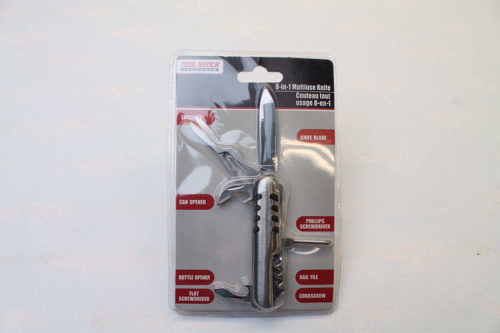 Multitool Multi Use Knife – Scissors, Can Opener, Nail File, Flat Screwdriver