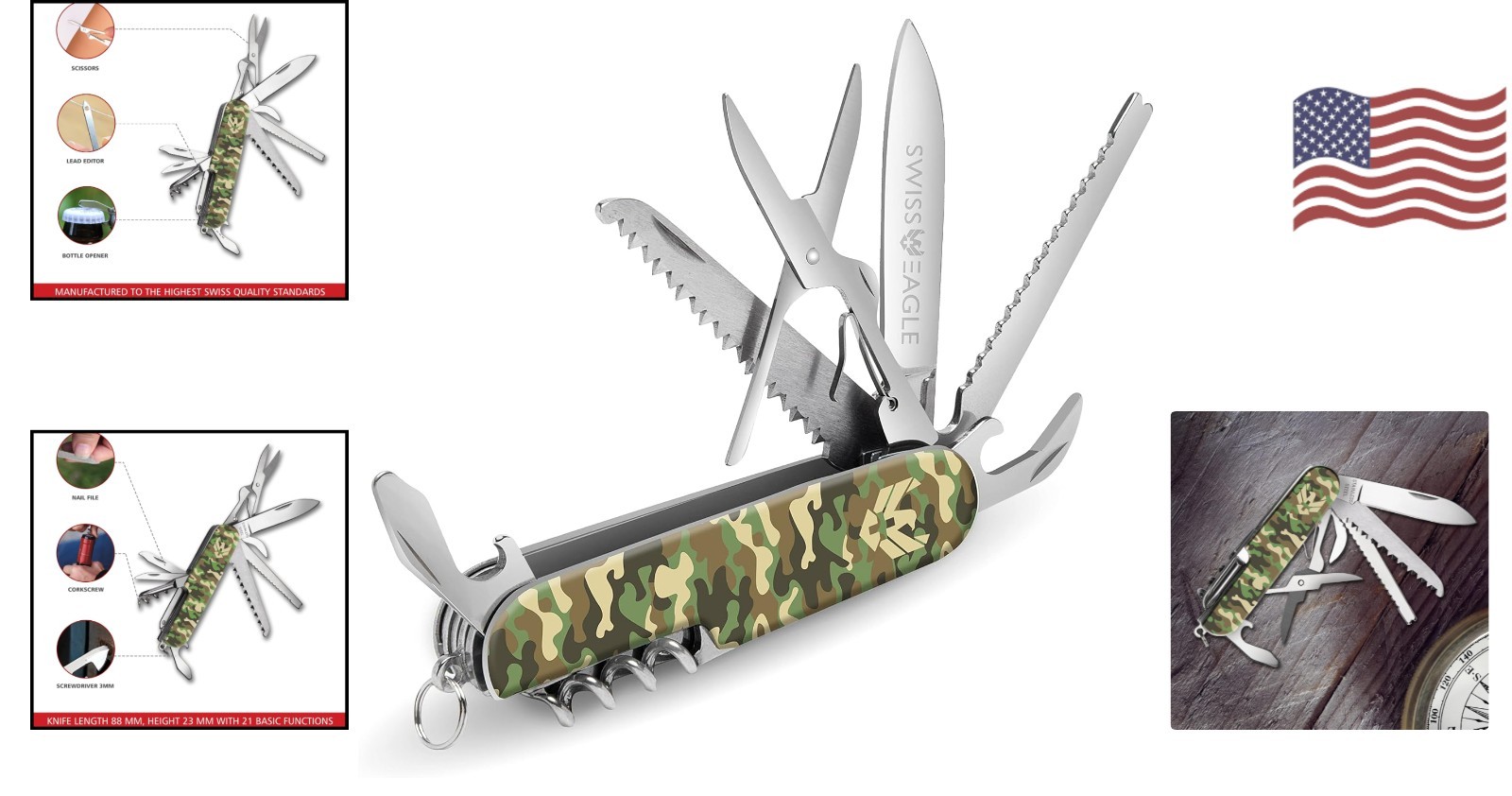 12-in-1 Commando Pocket Tool – Versatile Green Multi-Tool for Outdoors