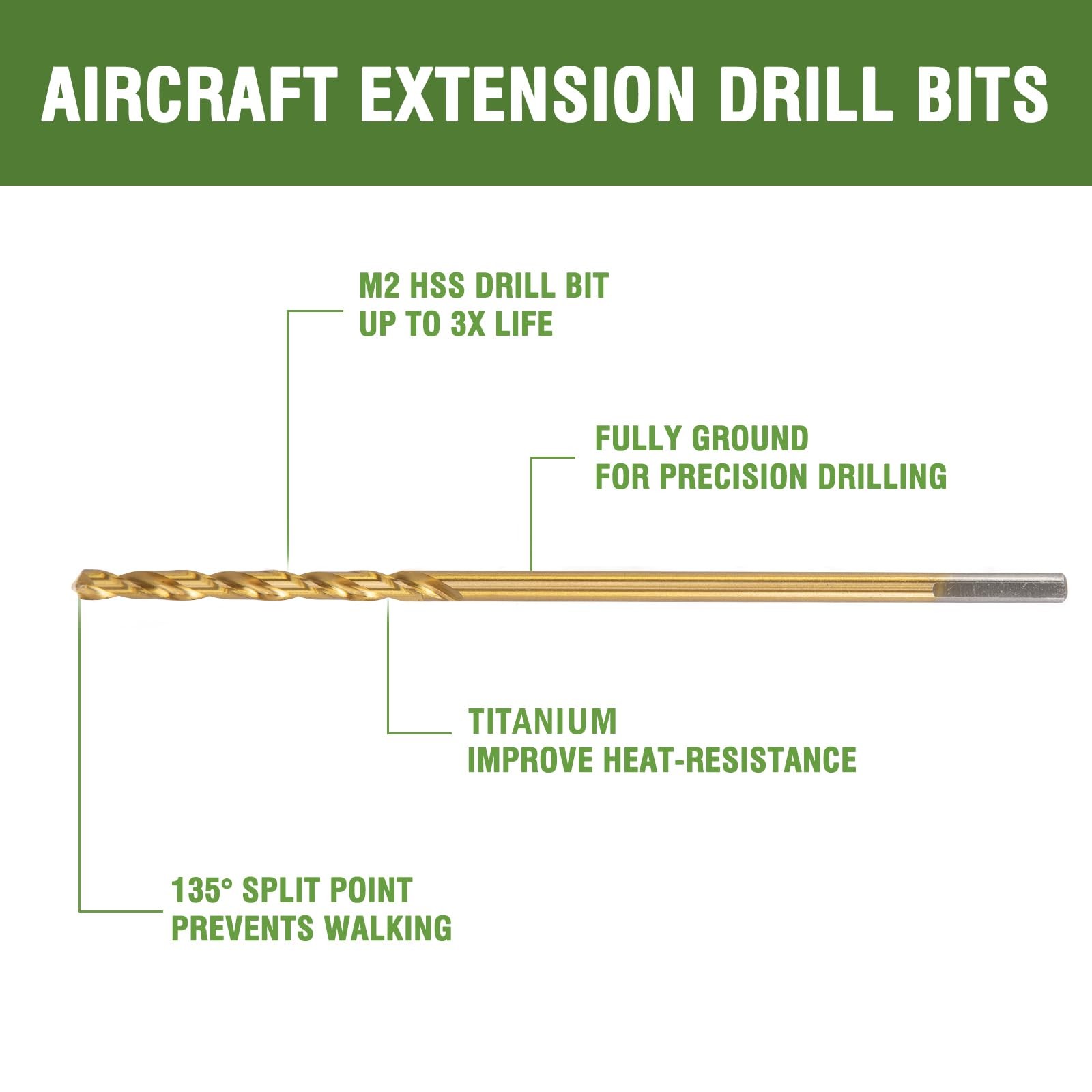 1/8 x 6 Inch Extra Long Drill Bits 6 Pack, Aircraft Drill Bit Titanium M2 Hig…