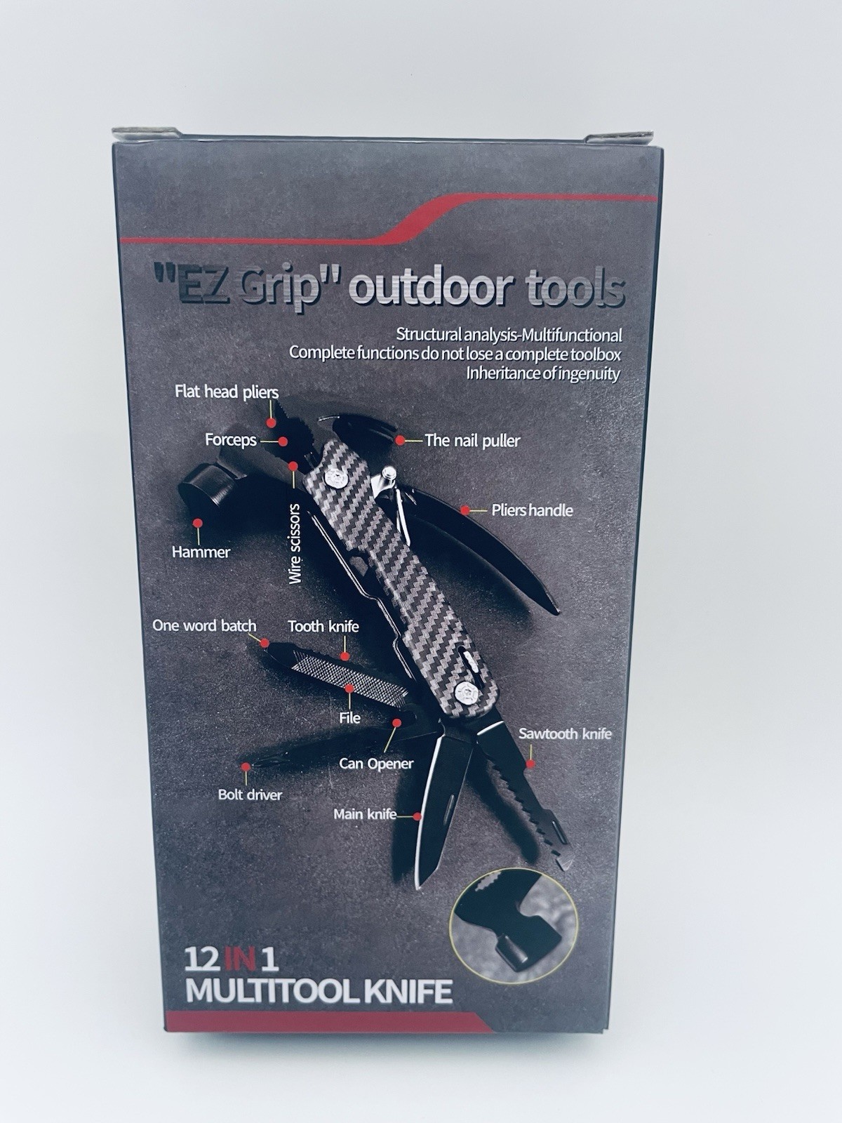 EZ HOME 12 in 1 Multitool Camping Tool w/Mini Hammer-EDC Gear Multi Tools Hammer