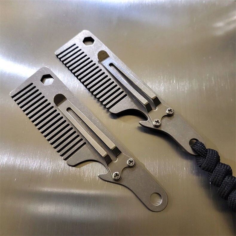 Titanium Alloy EDC Multi Tools Pocket Comb Portable Outdoor Keychain Hair Care