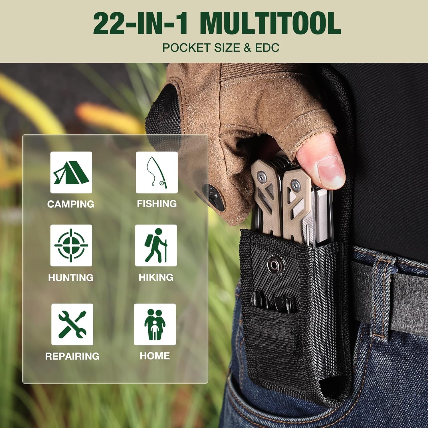 MOSSY OAK 22-in-1 Multitool Stainless Steel Plier Self-locking Knife Screwdriver