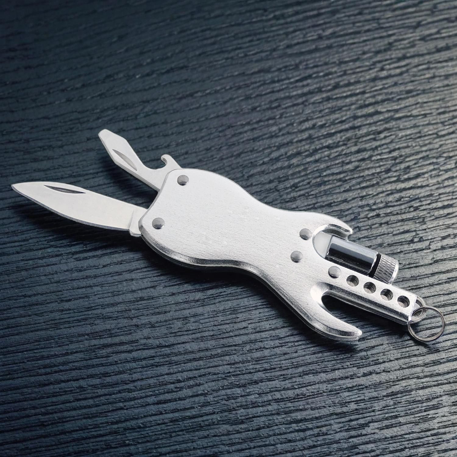 keepdrum KDMT-SV Multi Tool Keychain Guitar Silver Tone