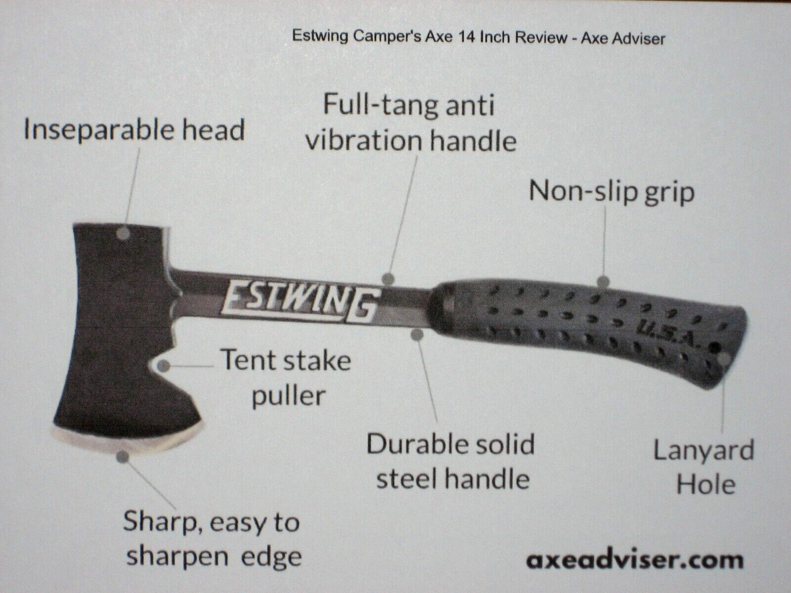ESTWING CAMPER’S 14″ AXE/HATCHET PLUS LOGGER’S SHARPENER KIT IN STURDY ABS CASE