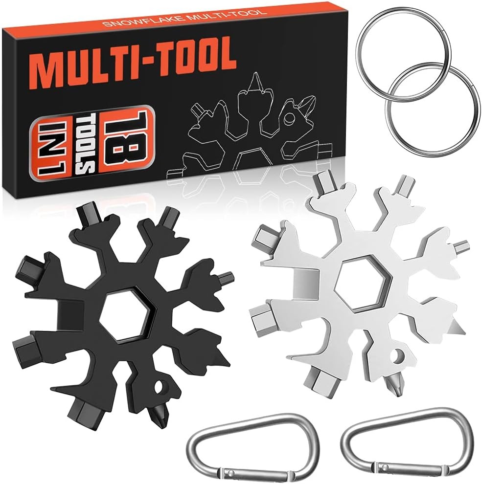 18 in 1 Snowflake Multitool & 8 in 1 Card Tool Stocking Stuffers Men Christmas