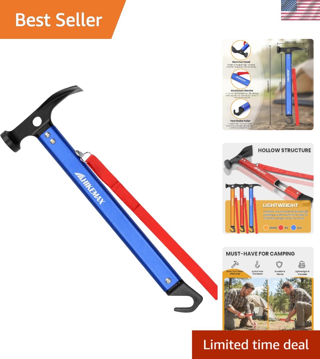 Multi-Functional Camping Hammer – Aluminum Handle & 43mm Digging Spade Included