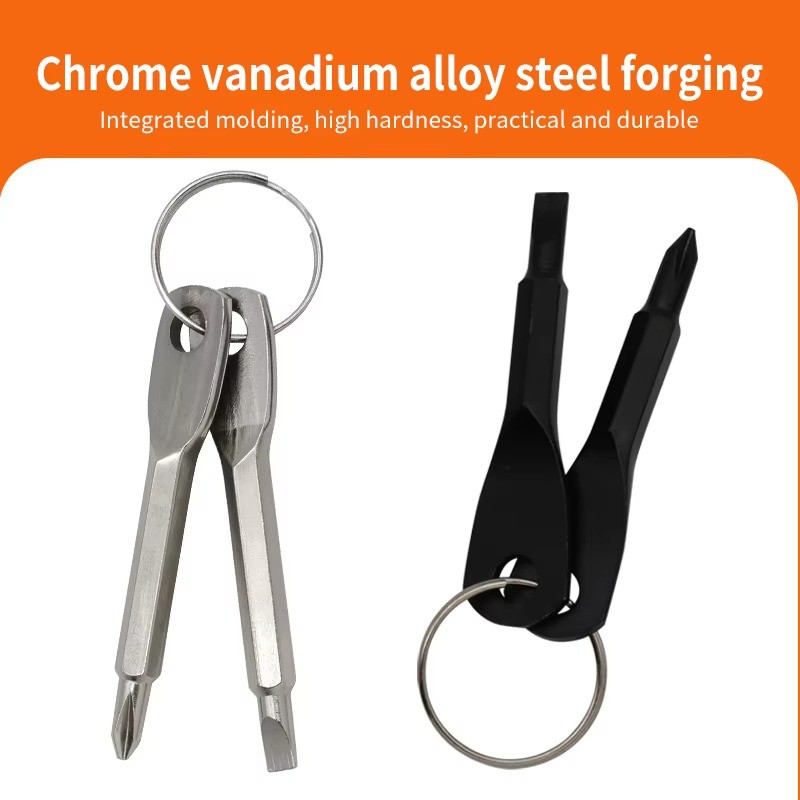 2pcs Key Ring Screwdriver EDC Tool Set Outdoor Pocket Mini Tool with Keychain