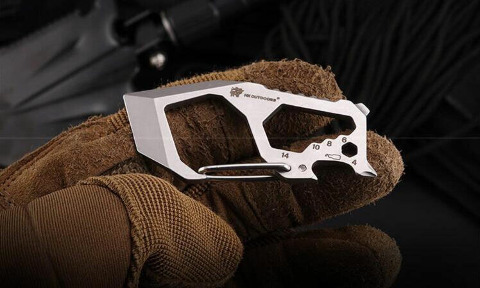 EDC High Stainless Steel Multifunction Keychain Key Carabiner Opener Wrench Tool