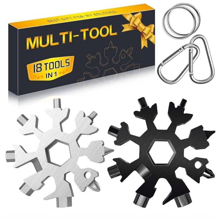 18 in 1 Snowflake Multitool. Stocking Stuffers Gifts for Men Dad, 2 Pack NEW