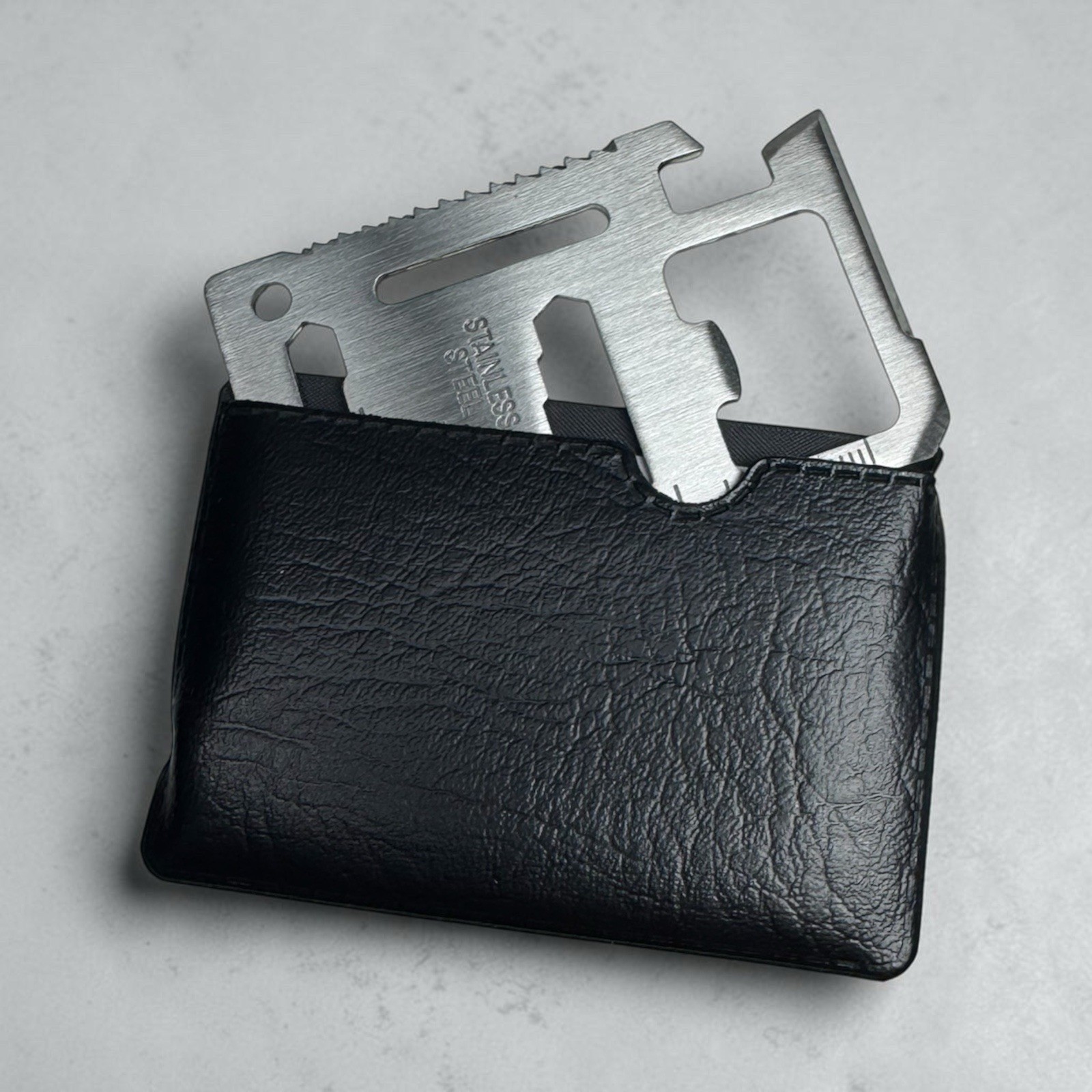 Lot of 5 Credit Card Survival Multi Tools Stainless Steel Wallet Tool w/ Sleeves