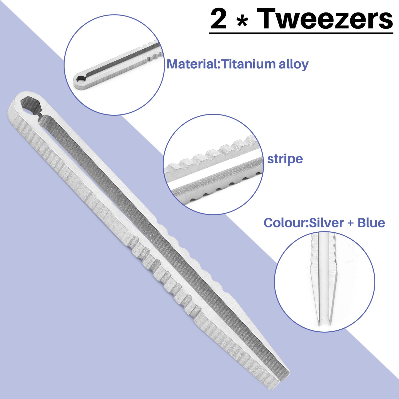 2 Pack Tweezers Titanium Portable Titanium Alloy Tweezers Survival1467