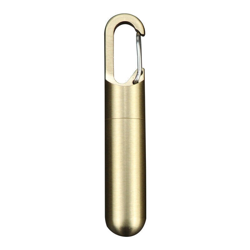 Solid Brass Keychain Waterproof Box Portable Integrated Medicine Pill EDC Box