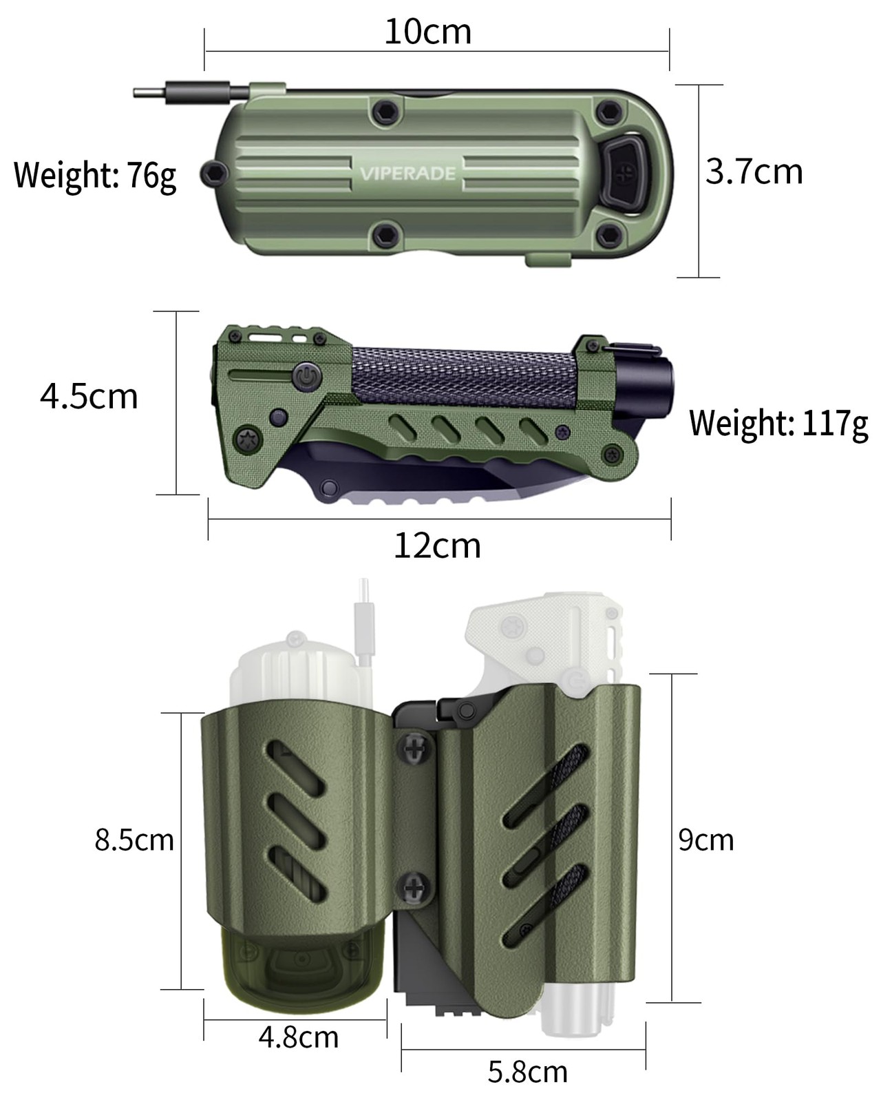 VAK6 Survival Multitool with Folding Knife, LED Flashlight, Pulse Ignition an…