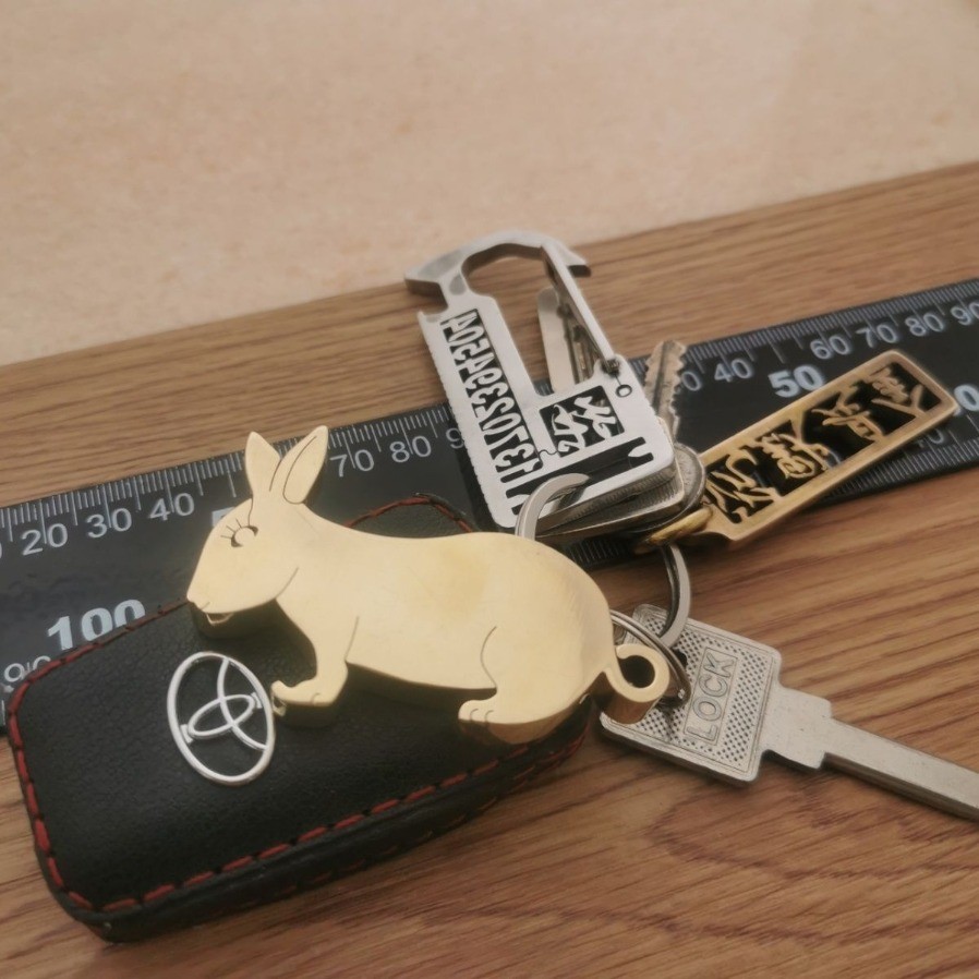 Brass Rabbit Craft Handmade Polished EDC Pocket Toy 6cm Solid copper Sculpture