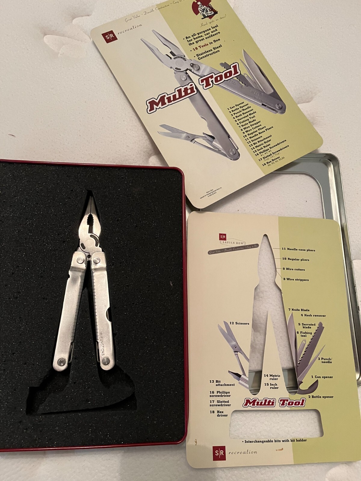 Gentlemans Multi Tool Gift Tin Box Set New In Package 18 Functions