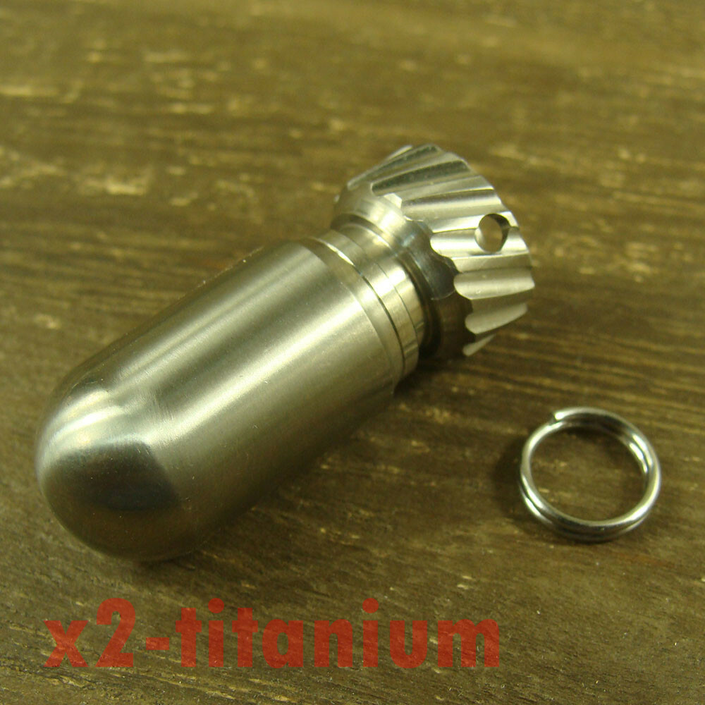 Titanium ” Bomb ” shaped Waterproof Capsule pill Bottle Key chain pendant XH540