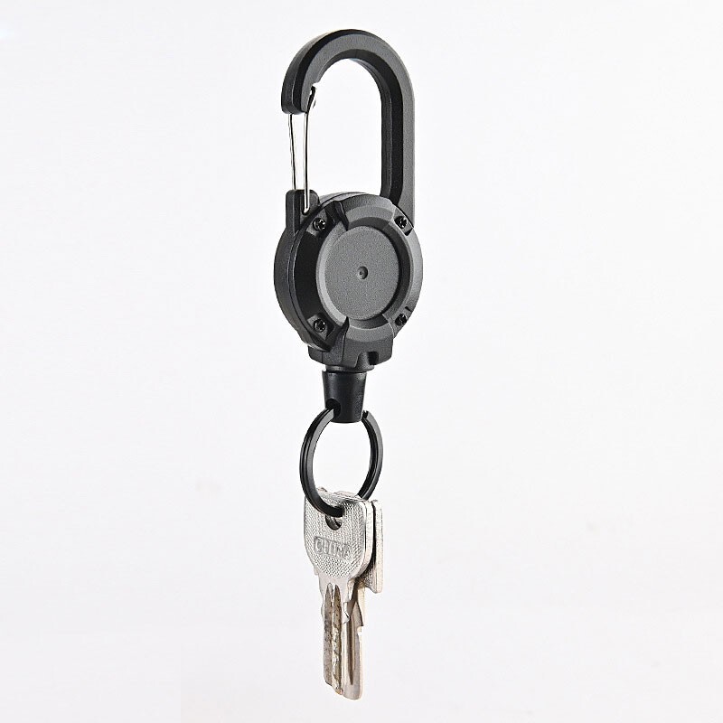 Outdoor High Rebound Telescopic Key Chain Ring Buckle Anti-theft Steel EDC Tool