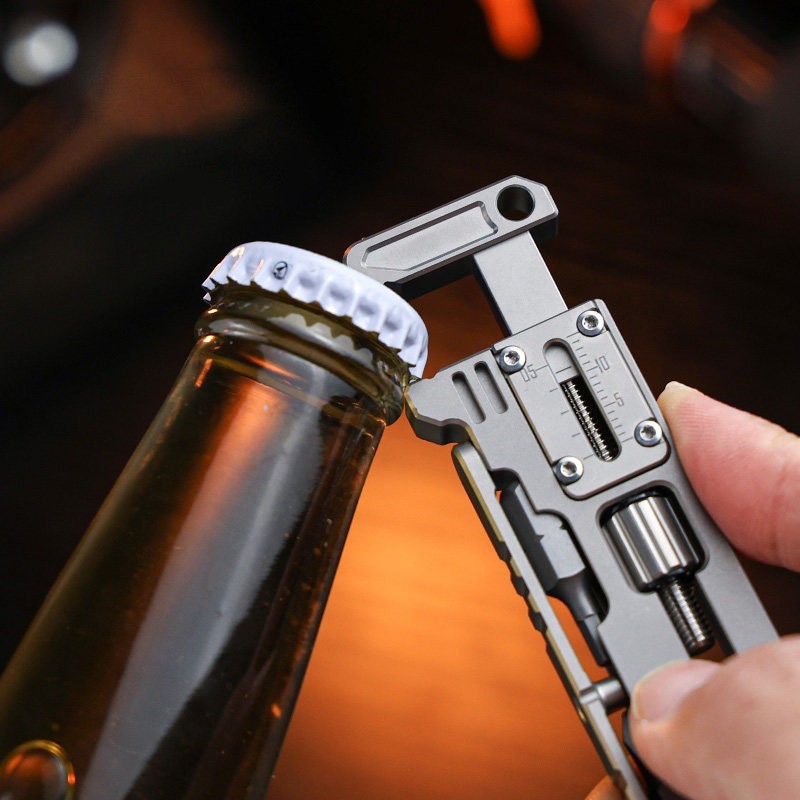 Titanium Alloy Pry Bar Ratchet Screwdriver EDC Wrench Caliper Bit Storage Tool