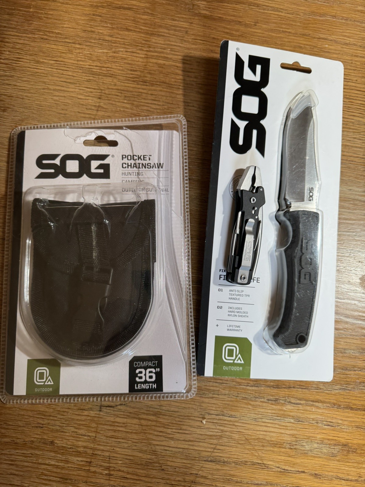 SOG 9-in-1 TC1001-CP Micro Tool; SOG Field Knife; SOG Pocket Chainsaw
