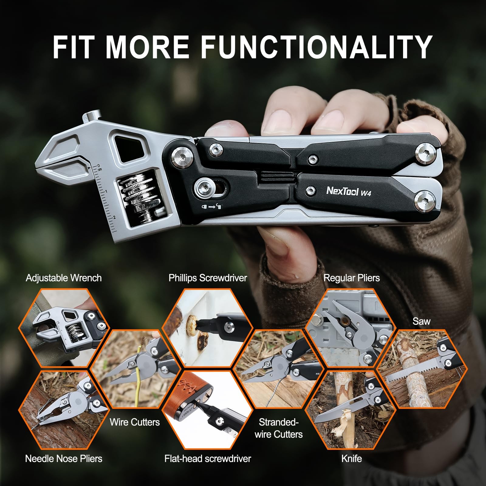 NexTool W4 Adjustable Ratchet Wrench Multitool, 11-IN-1 Foldable EDC Tool wit…