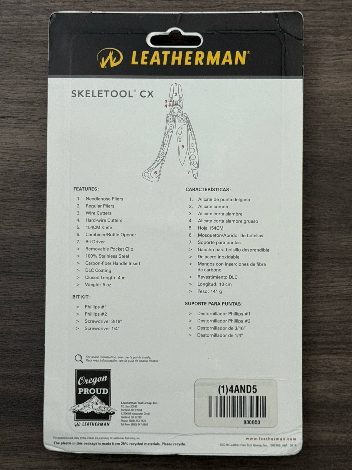 Leatherman Skeletool CX Carbon Fiber Handle Insert, 154CM Blade, DLC coated