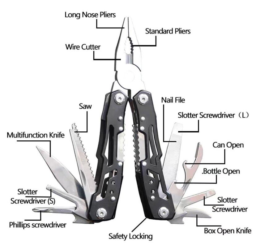 Pocket Size Multitool with Spring-Action Pliers and Saw,