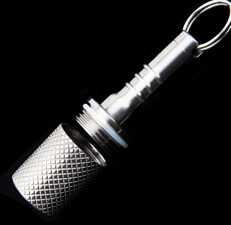 Titanium Keychain Waterproof Box Sealed Container Portable Outdoor Pendant EDC