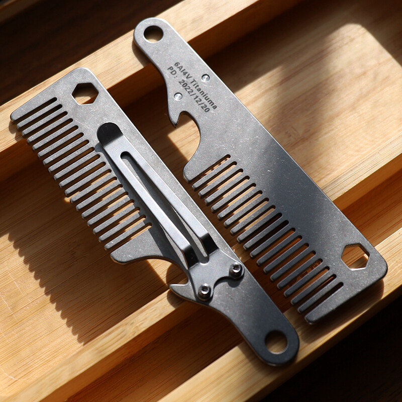 Titanium Alloy Tactical Small Comb Large Waves Healthy Skin Care Hair Beard