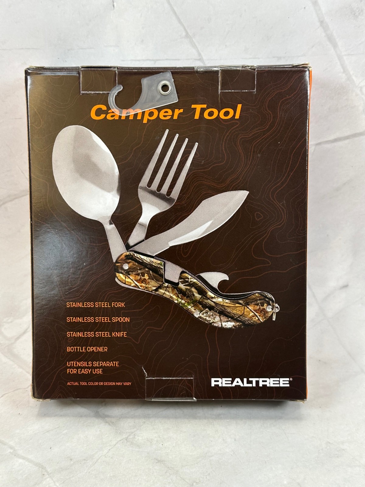 REALTREE Camper Tool Folding Utensil Set Fork Spoon Knife Bottle Opener – NEW