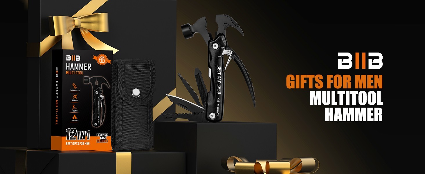 12-in-1 Hammer Multitool – Camping Essentials, Gifts for Men & Dads, Survival Ge