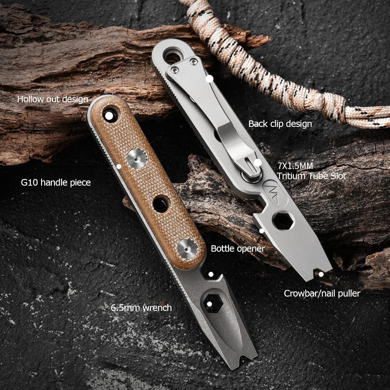 Titanium EDC Pocket Pry Bar EDC Keychain Tool Bottle Opener with Pocket Clip