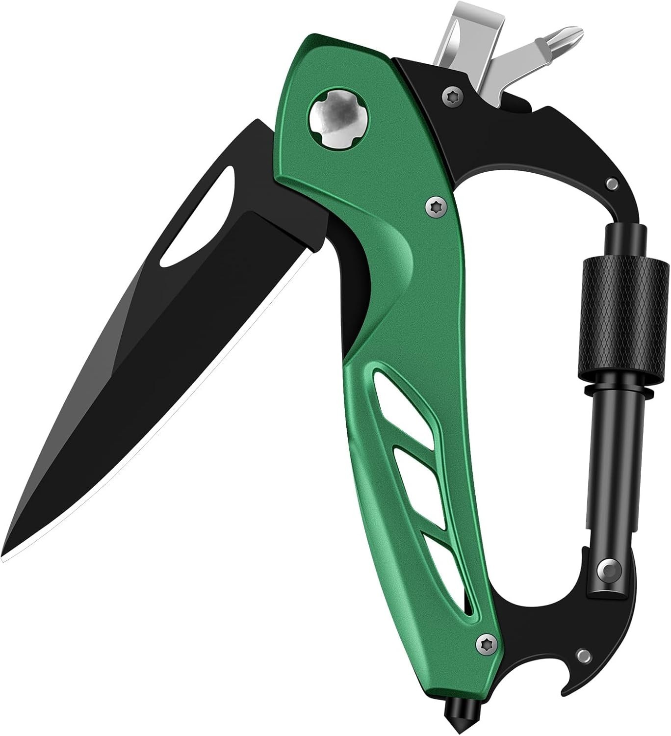 Multitool Carabiner W/ Pocket Knife Survival Gear Camping Hiking，EDC Carabiners