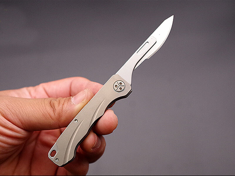 2 Pcs Titanium Utility Folding Knife Scalpel Blade Paper Cutter Pocket Keychain
