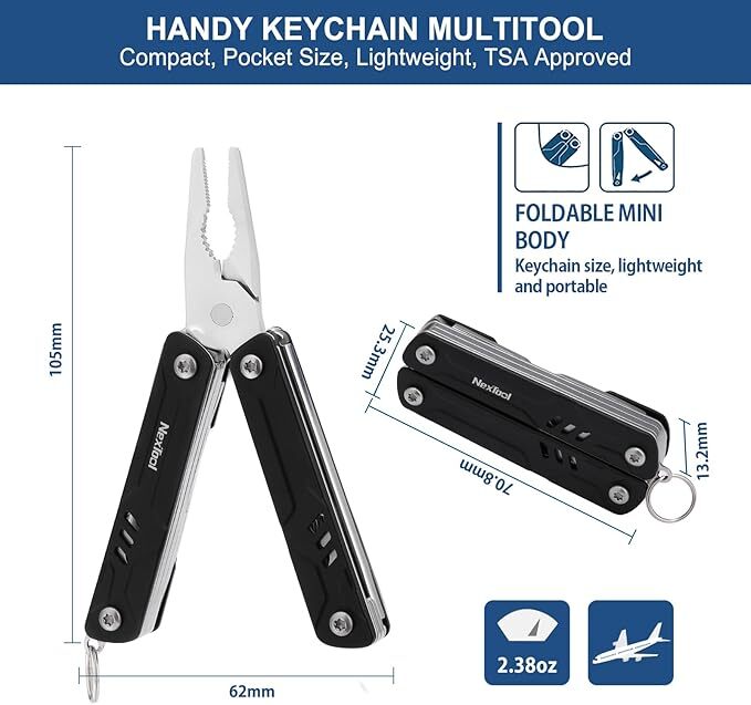 Multitool with Needle Nose Pliers Scissors SIM Extractor Screwdrivers for Travel