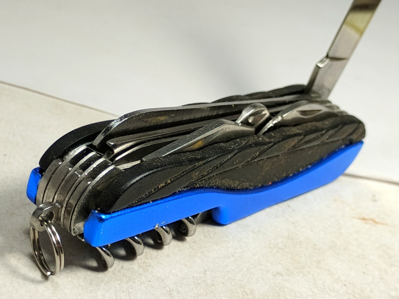 Blue Stainless Steel Multi-Tool Knife, Scissors, Corkscrew, Opener, Screwdriver