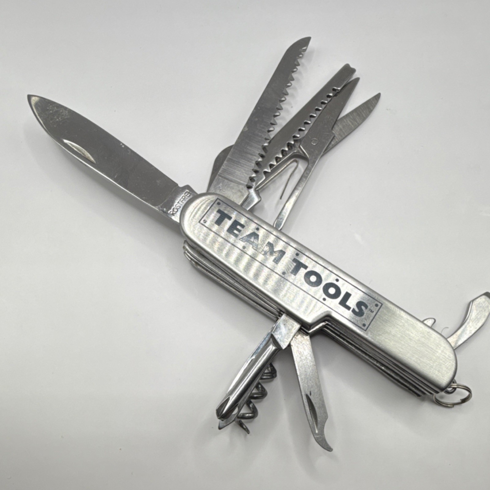 Rostfrei Silver Stainless Steel Multi-Tool Knife 10 Functions Corkscrew Saw