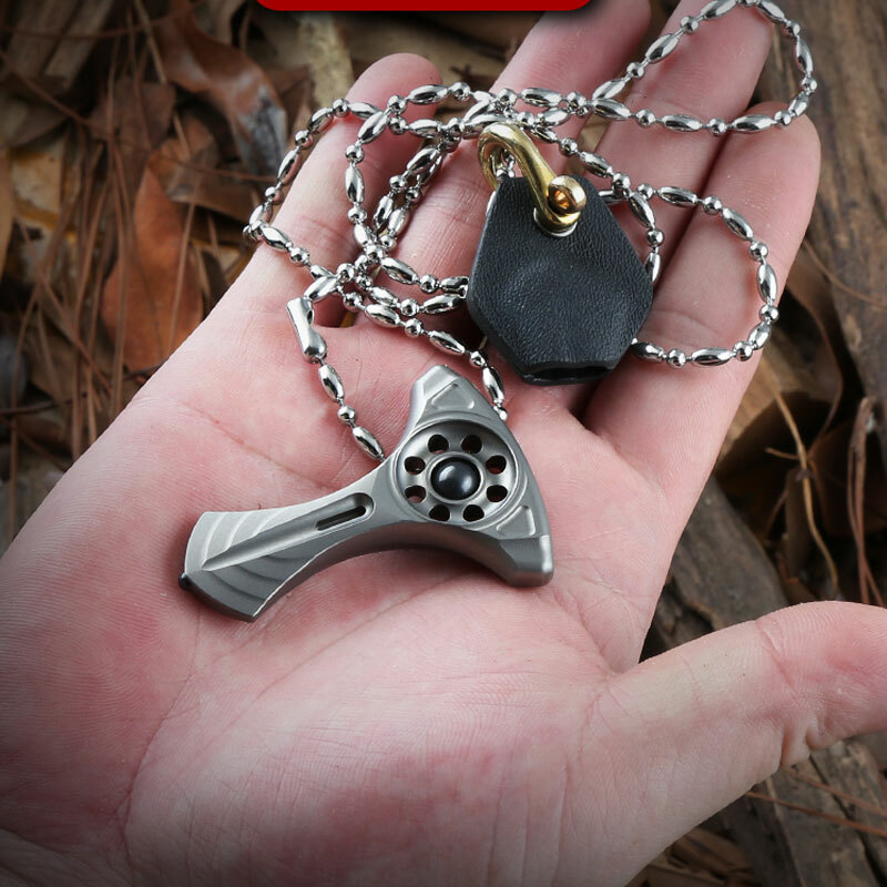 TC4 Titanium Keychain Necklace Pendant Bead Window Break Tool with Kydex Sheath