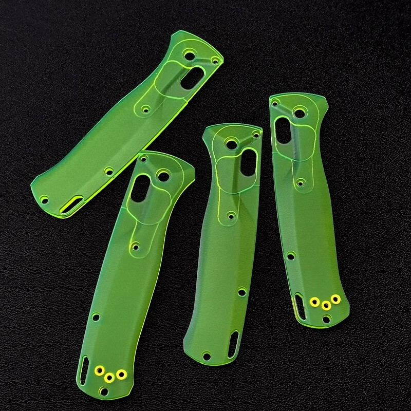 New 1 Pair Transparent Acrylic Green Handle Scales for Benchmade Bugout 535