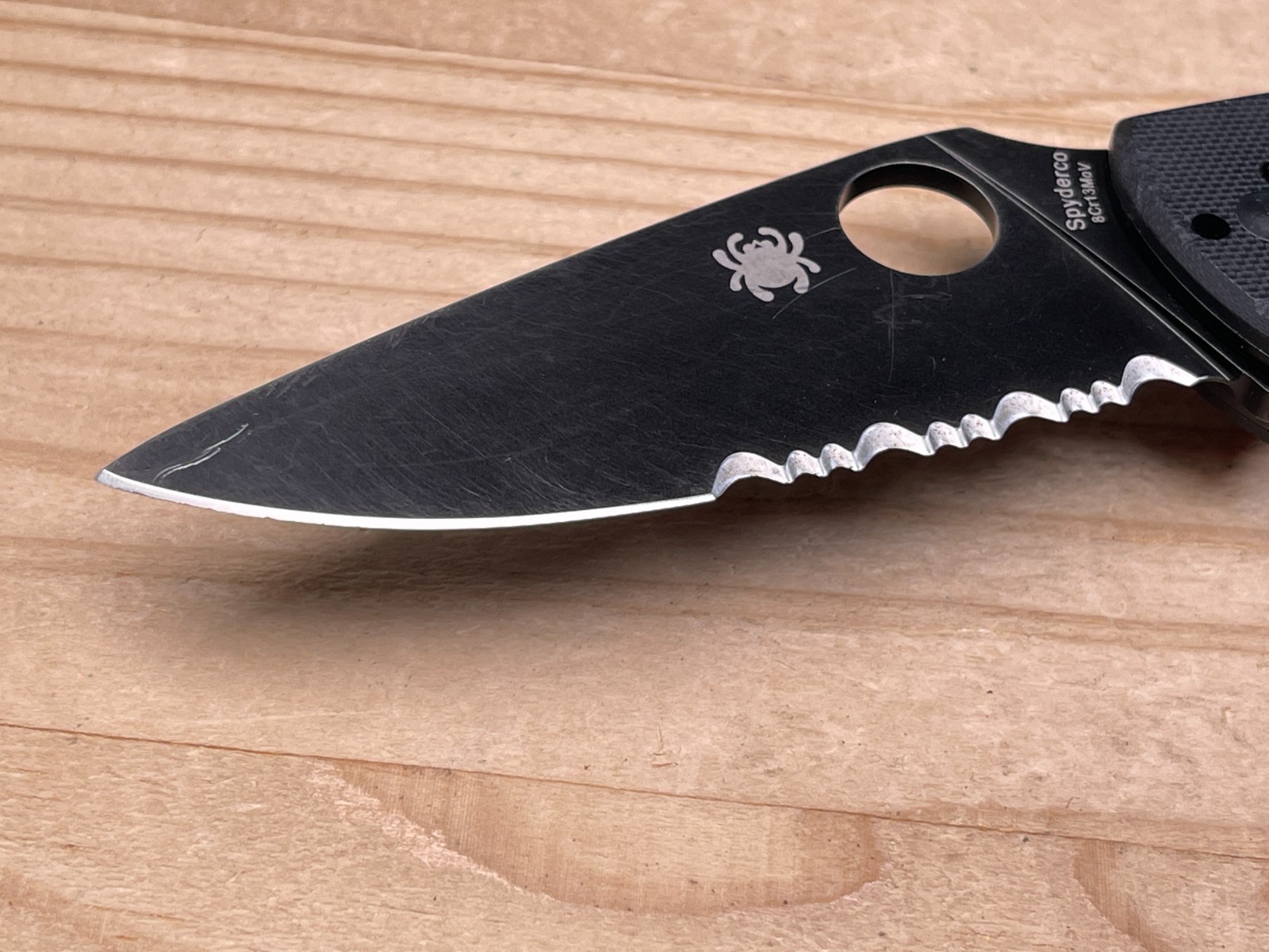 Spyderco Tenacious Folding Pocket Knife 8Cr13MoV Black Partially Serrated Blade