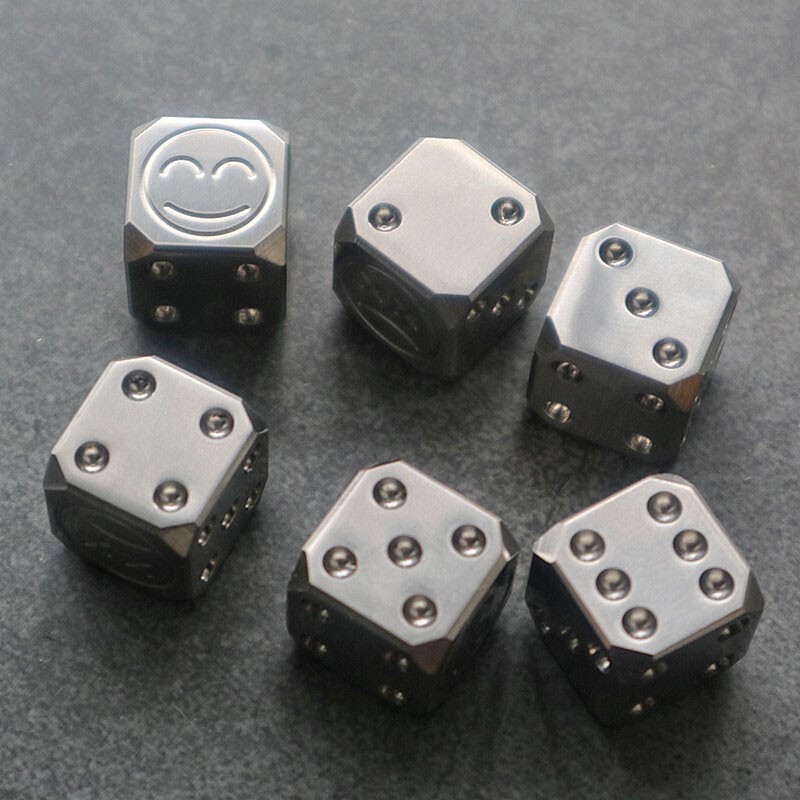 EDC Solid TC4 Titanium Alloy Creative Dice Toy KTV Entertainment Supplies -Smile
