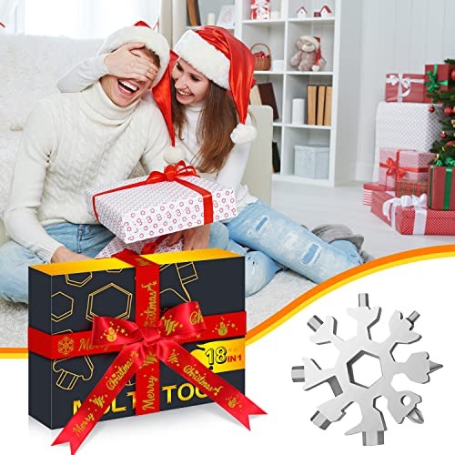 Stocking Stuffers for Men Dad Gifts, 18 in 1 Snowflake Multitool, Silver