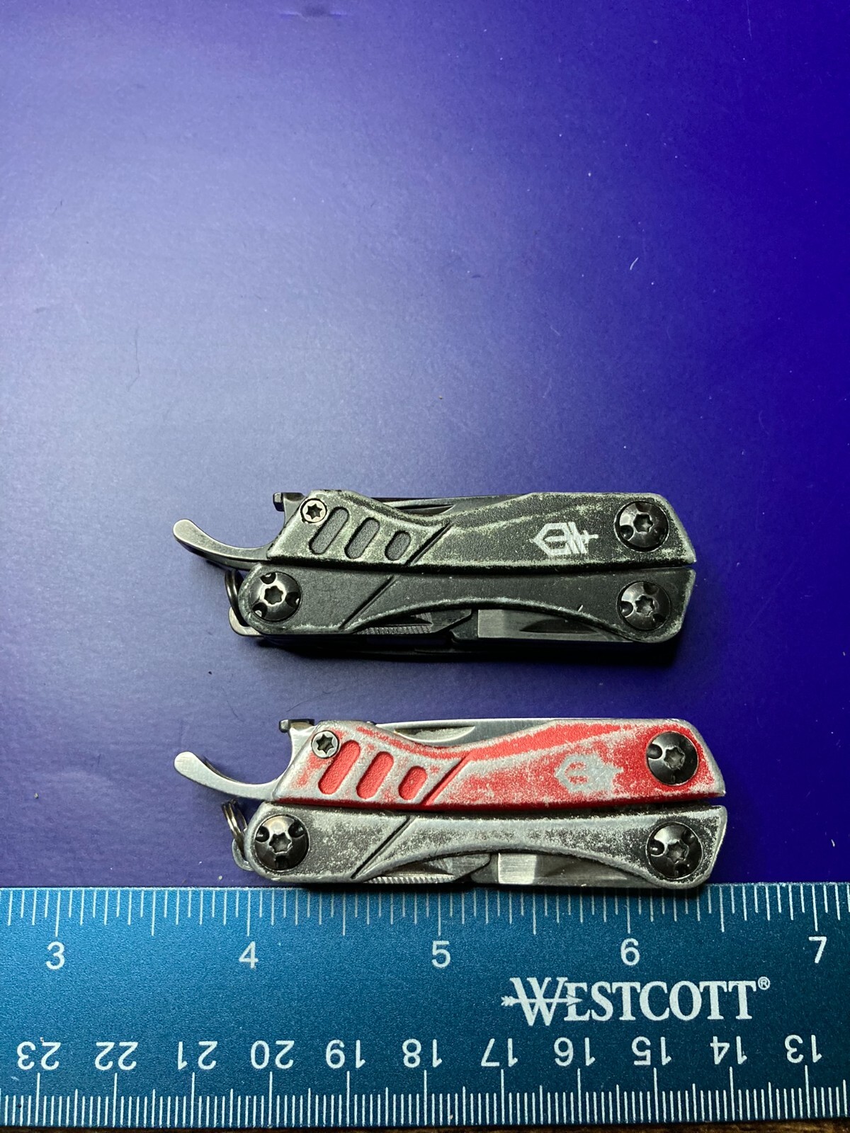 Lot of 2 Gerber Dime Multi-Tools Small Keychain Pliers Knife File Scissors