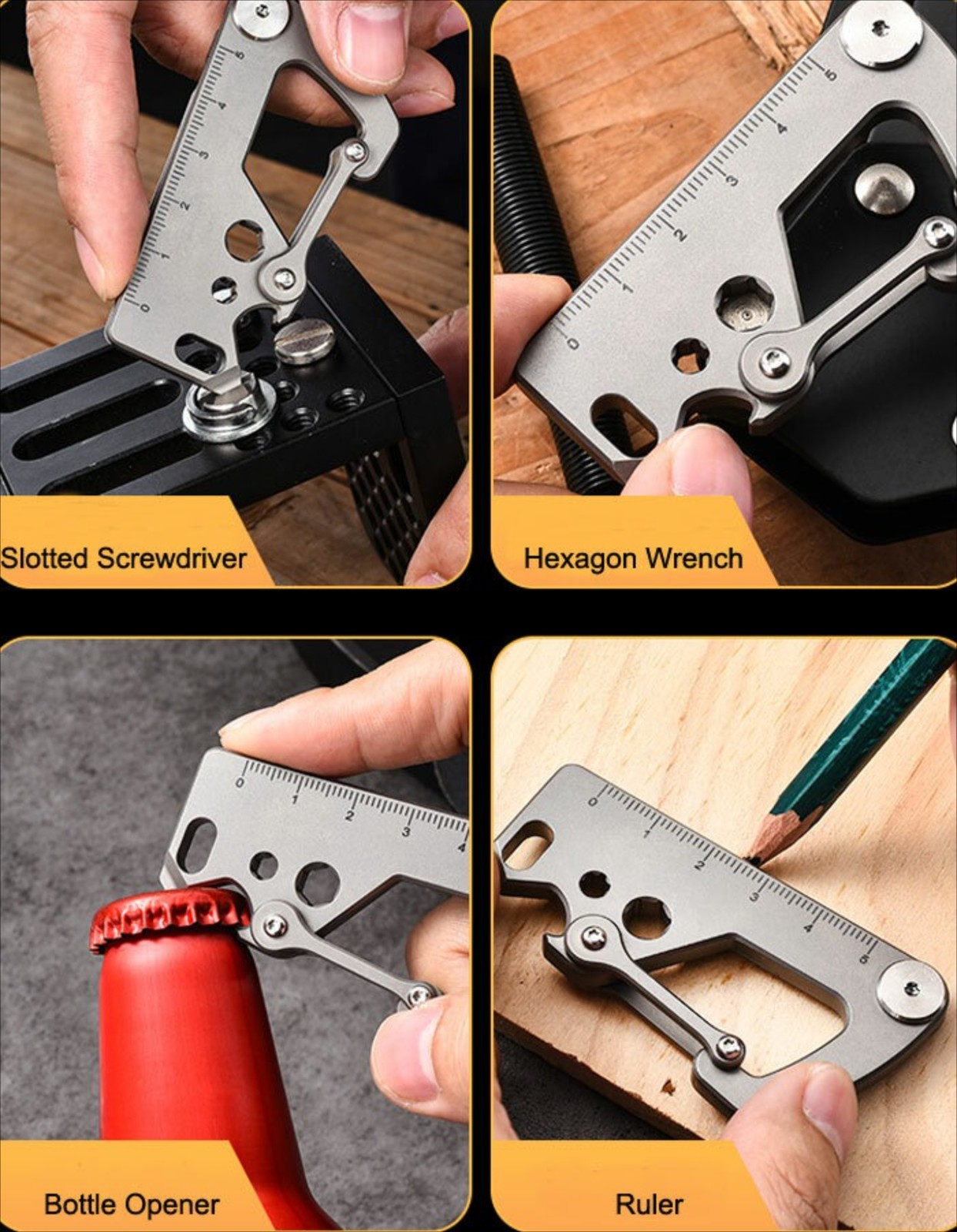 7 in 1 TC4 Lsand Multi Tools Key Chain Carabiner Outdoor Folding Scalpel EDC