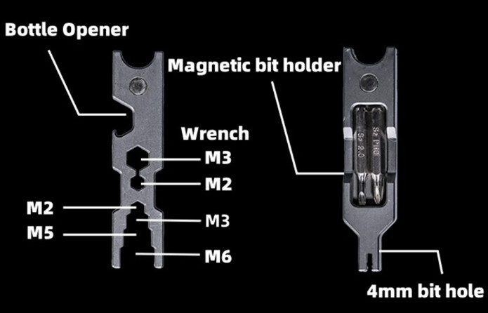 Titanium Alloy EDC Multi Tool Pry Bar Screwdriver Bottle Opener Key Ring Camping